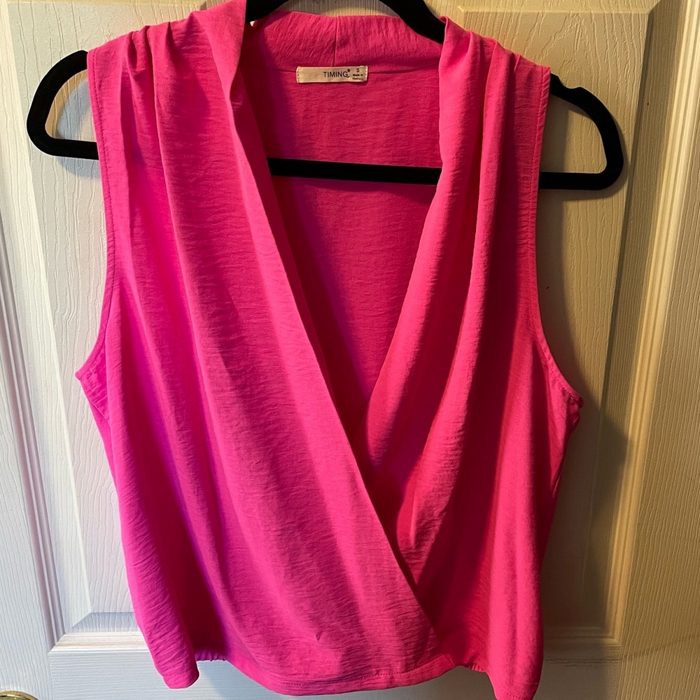 Timing pink Surplice Tank NWOT